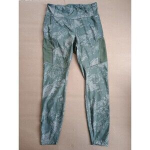 REI Co Op Leggings Womens L Green Camo Pockets Yoga Gym Hike Athleisure Run